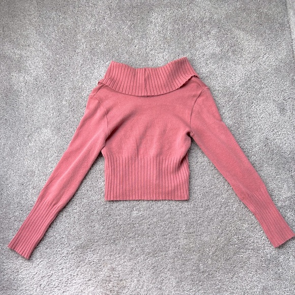 Pink Off The Shoulder Sweater - Picture 2 of 2